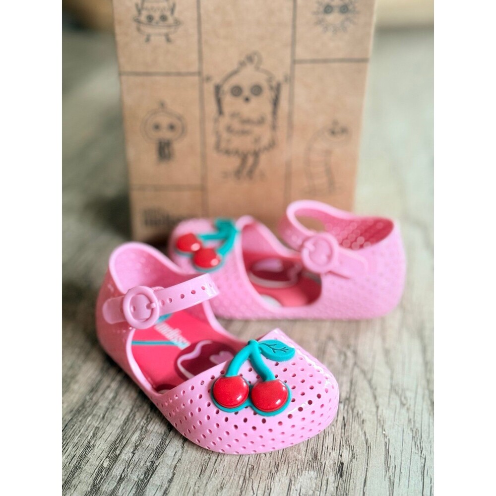 New Mini Melissa Furadinha Pop Cherry Jelly Pink/Red Flats - Size 5 Toddler